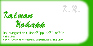 kalman mohapp business card